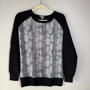 Joie Silk Snake-Print Front Wool Cashmere Blend Top – Black – Size M